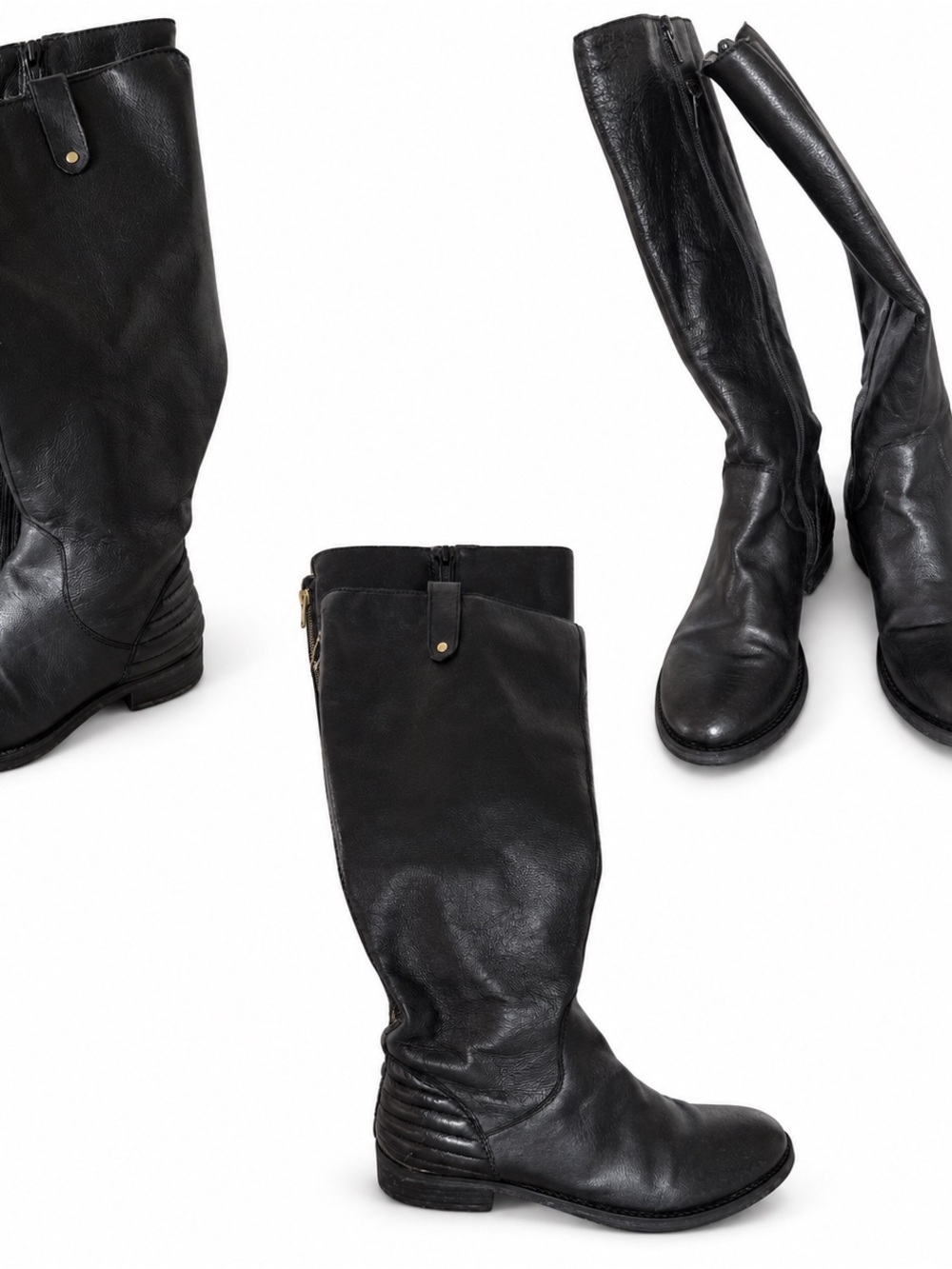 Steve Madden Black Leather Knee-High Riding Boots